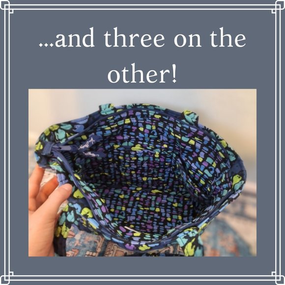 Vera Bradley Small Tote Purse Bag Handbag in Indigo Pop Retired Blue Pattern - Picture 8 of 16